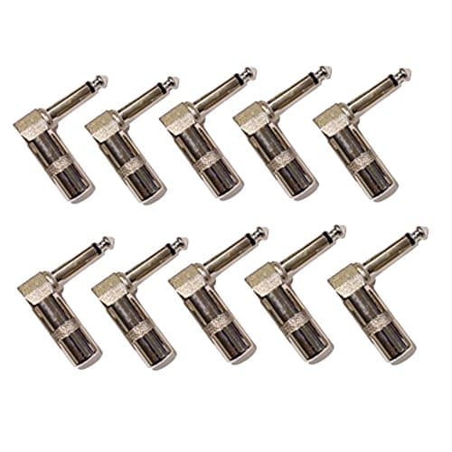 Pack of (10) 1/4" 1/4 Inch 6.3mm 6.3 Mm Right Angle 90 Degree Mono Male Jack Plug Connector