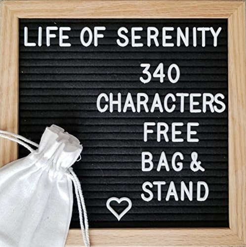 Black Letter Board, Felt, Changeable, 340 White Letters, Characters, and Symbols, Includes Bonus Stand and Storage Bag, 10x10" Premium Oak, Wall Mounting Hook Included