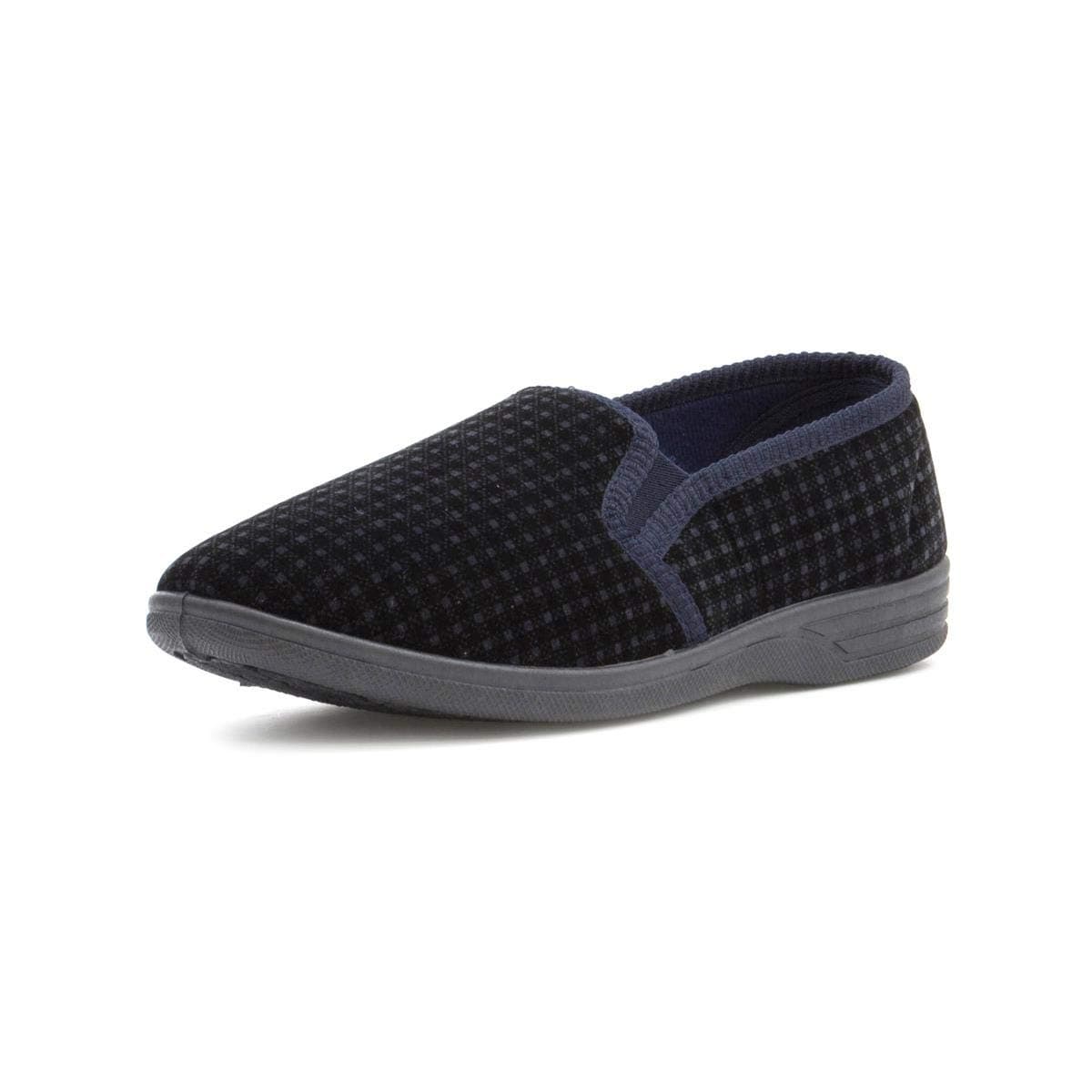 The Slipper Company Mens Navy Check Slipper