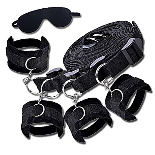 PikiBond Under the Bed Restraint Kit With Eye Mask - Adjustable Wrist and Ankle Cuffs for Total Comfort - Easy to Install, Fits Most Mattresses - Made with Strong, Durable Materials