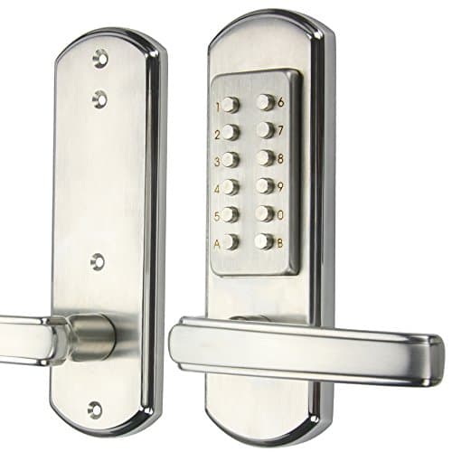 YAXINTR EleMake Right Handed Keypad Digital Door Lock Keyless Entry Mechanical Lever Locks Security Code Password Combination Stainless Steel 304 Not Deadbolt