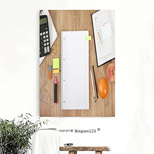 Binpon123 Custom Canvas Wall Art Painting a calendar and a notepad lying on a desk with pencils and calculator