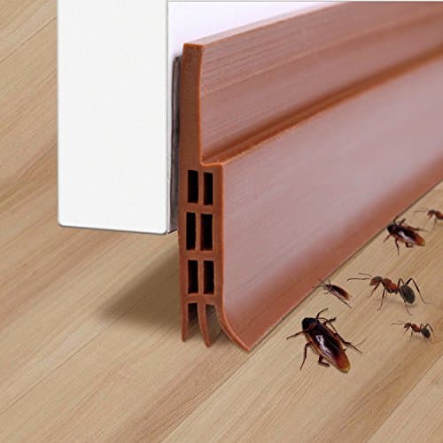 Under Door Draft Stopper, TECKING Weather Stripping Self-adhesive Silicone Door Bottom Seal Door Gap Blocker, 2” x 39” (Brown)