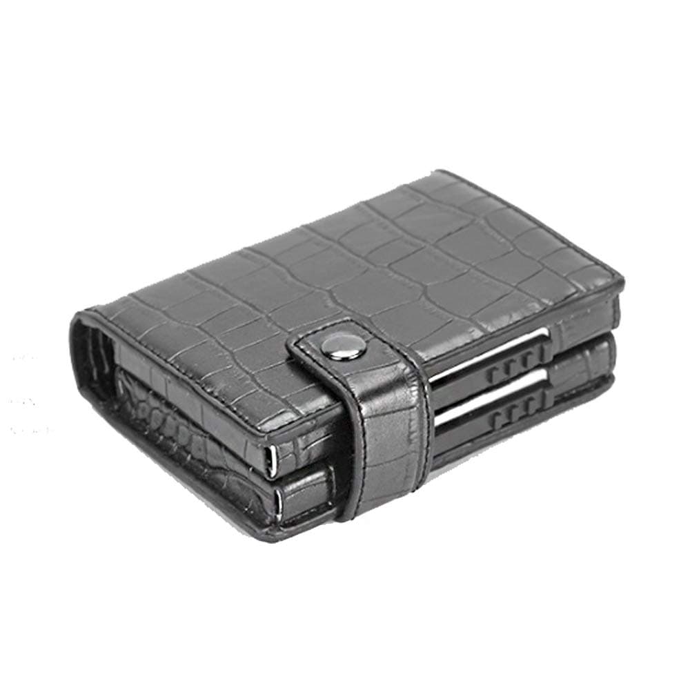 Minimalist Wallet for Men - Double Box Pop-up Credit Card Holder RFID Aluminium Case up to Hold 12 Cards