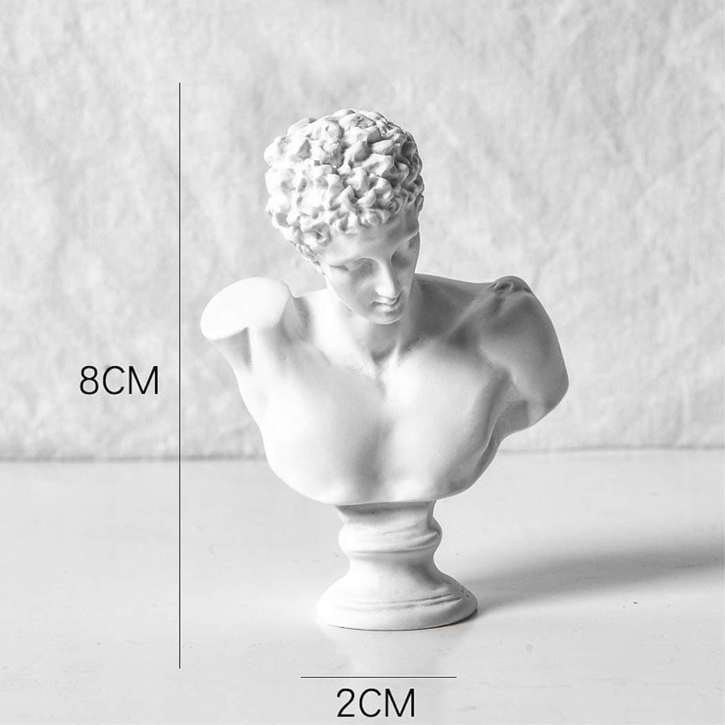 VanSP 3.15" Mini Classic Greek Michelangelo Statue Replica 3D Resin Sketch Figurines for Artist David Head Plaster Cast Mannequin-Great for Artists Broken Arm