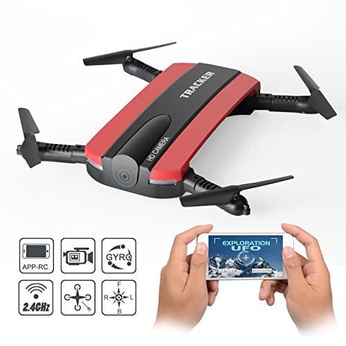JXD 523W Foldable RC Quadcopter Mini FPV Drone with HD Camera Live Video,Mini Selfie Pocket Drone, 2.4G 6-Axis Altitude Hold App Controlled Aircraft Successory.