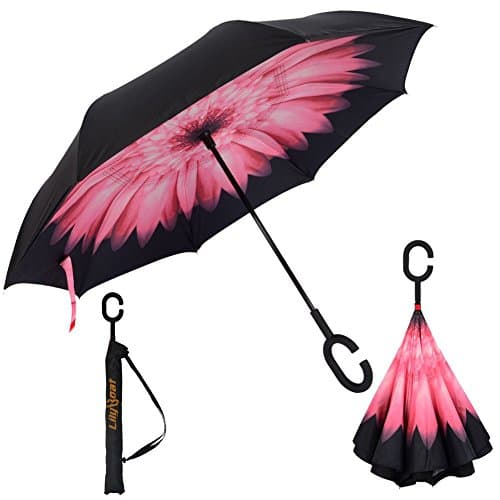 Inverted Umbrella, LilyBoat Double Layer Windproof UV Protection Big Straight Umbrella for Car Rain Outdoor (Marc jacobs)