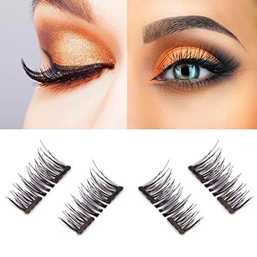 3D Reusable Magnetic False Eyelashes, No Glue False Eyelashes Natural Handmade Extension Fake Eye Lashes Eye Makeup 1 Pair (4 Pieces) (Original)