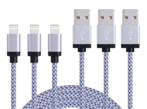 Winage Extra Long Cord 8 Pin Lightning to USB Charging Cables, Compatible with iPhone 7/7 Plus/SE/6/6S/6 Plus/6S Plus, 5C/5S/5, iPad Pro/Air/Mini, iPod Nano/Touch, 10', White, 3 Piece