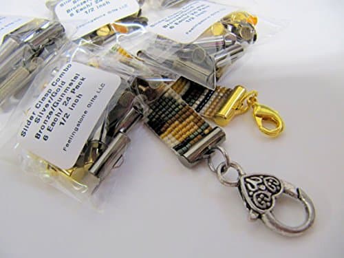 End Caps Slider Clasps, 1/2 Inch, Combo Pak, 24 Pak, 4 Colors, Loom Bead Patterns, Loom Findings, Look Is Clean and Neat. Limited Supply!