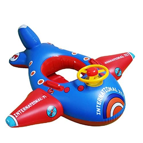 SToC Babies Kids Funny Red And Blue Get Plane Shaped Inflatable Toy Swim Ring Seat Float Swimming Boat