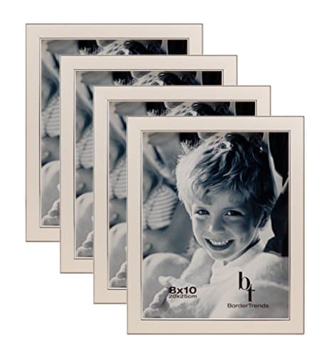 BorderTrends Echo 8x10-Inch Wall Photo Frames, Cloud White & Silver (4-Pack)