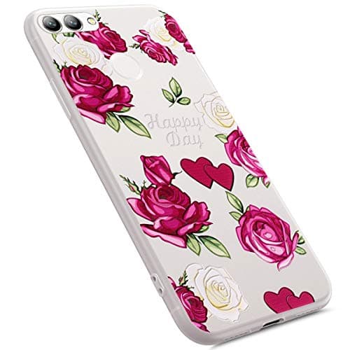 MoreChioce Huawei Nova 2 Case Silicone,Slim Shock Absorption Soft Silicone Back Colorful Printed Pattern Transparent Bumper Protective Cover Compatible with Huawei Nova 2,Rose#A