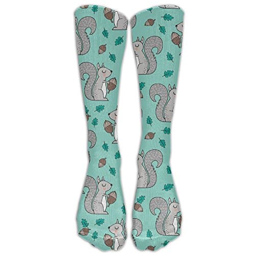 Sjmuch5 Forest Squirrels With Leaves Acorn Autumn Fall On Mint GreenKnee High Athletic Socks Comfortable Knee High Graduated Compression Socks For Women And Men