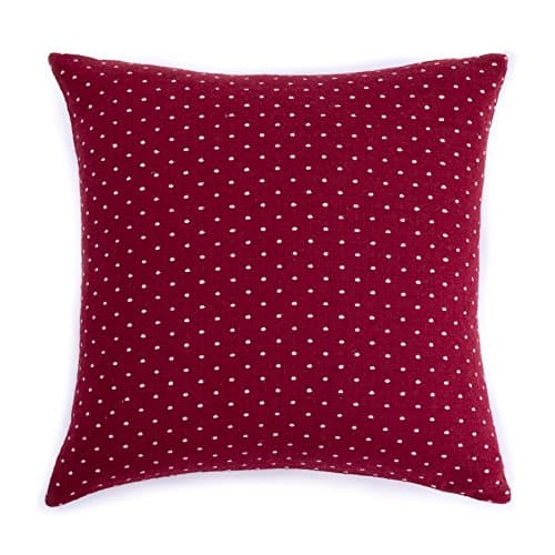 Homier Red Polka Dot Decorative Pillow Cover Throw Cushion Case for Sofa Couch - Lipstick Red/Maroon/Burgundy Color Fabric with White/Snow Accent Woven Dots - Medium, 18 x 18 Inches
