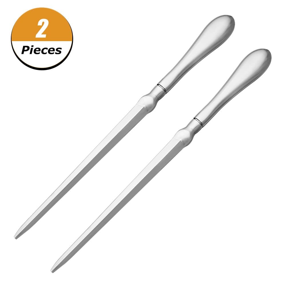 DSSY 2 Pack Letter Opener Waterdrop Shaped Handle Envelope Opener Knife Metal Letter Opening Knife, 9 inches, Silvery