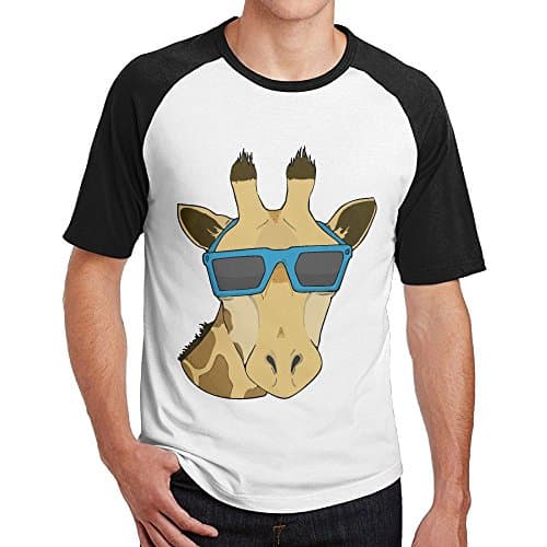 Smargcries Men's Giraffe With Sunglasses Art Basic Raglan Short Sleeve T-Shirt