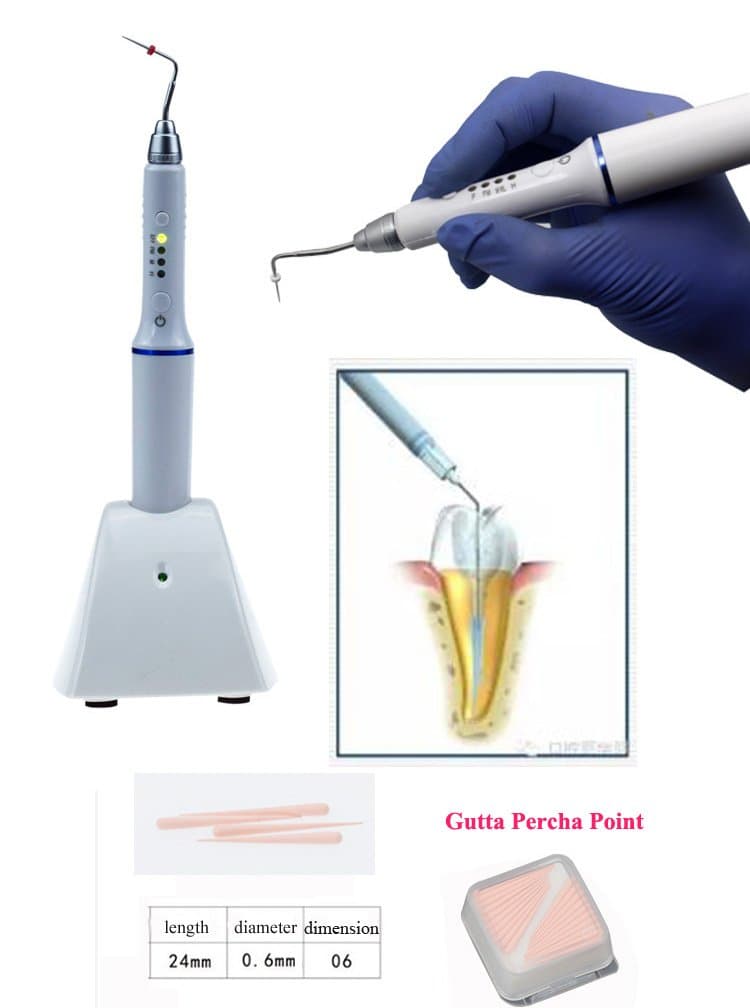 Tooth Charging Hot Melt Filling System Cordless Teether Percha Obturation System Endo Heated Pen with 4 tips