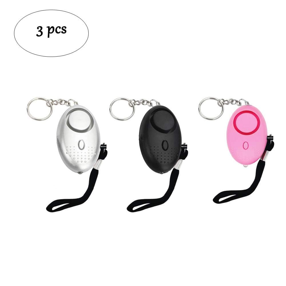 Personal Safety Alarm Keychain Set, 3 Pcs Personal Attack 130dB Alarm with LED Light Emergency Self Defense Keychain Device for Women Alone Kids Elderly Students Explorers
