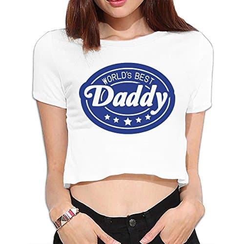 Women Summer Basic Crop Top Midriff Tee Casual Short Sleeve World Best Daddy 1 F1 T Shirts For Teen Grils