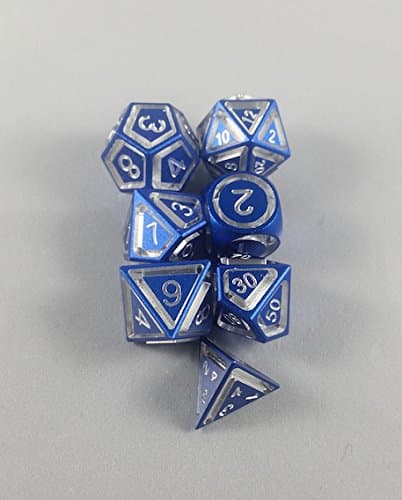 Floating Polyhedral 7-Die Set - Blue Anodized Aluminum - Gaming Dice