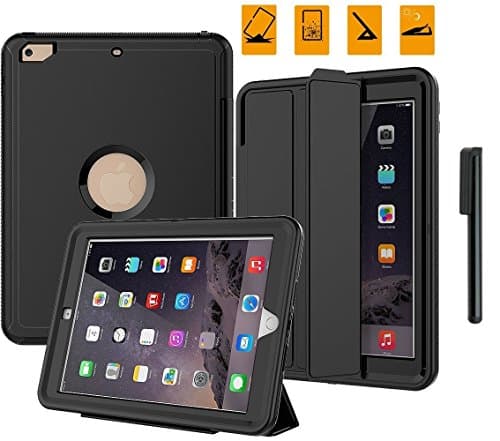 New iPad 2017/2018 iPad 9.7 inch Case, FITVERS Smart Case Protective Cover with Auto Sleep Wake Function, Three Layer Drop Protection Rugged/Heavy Duty Case for Apple New iPad 9. 7 inch - Black