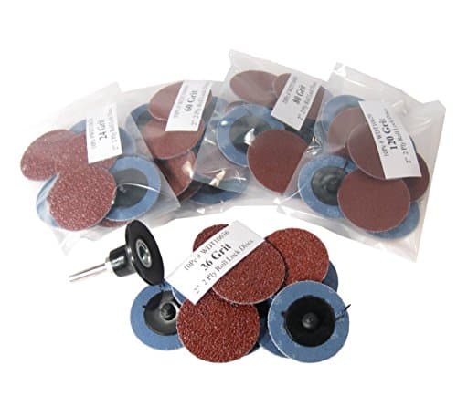 WD Tools 10600 50-Pc Professional 2-Inch Roll On Lock Sanding Disc 24 36 60 80 120 Grit Assortment