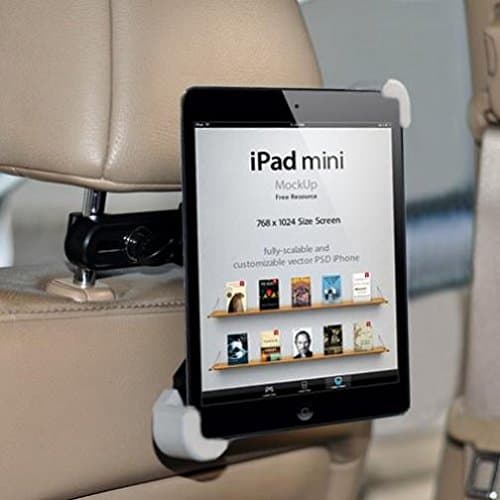 Premium Car Headrest Mount Tablet Holder Swivel Cradle Back Seat Entertainment Dock Black for Acer ICONIA TAB A200 - Acer Iconia Tab A210 / A211 - Acer Iconia Tab A500