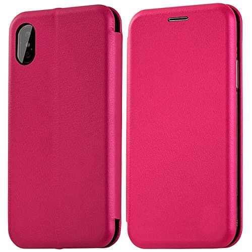 iPhone X Wallet Case 5.8 inches Slim Leather Phone Case with Card Slot Ultra-Strong Magnetic Closure (Rose)