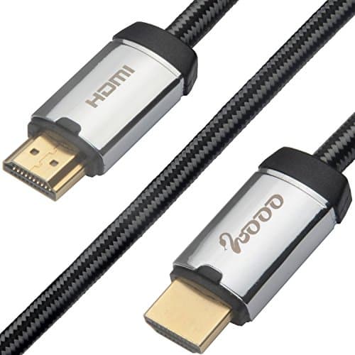 WOOO HDMI Cable 10FT - HDMI 2.0 (4K) - Braided Cord - Ultra High Speed 18Gbps - Gold Plated Connectors - Ethernet & Audio Return - Video 4K 2160p HD 1080p 3D - Xbox PlayStation PS3 PS4 PC Apple TV