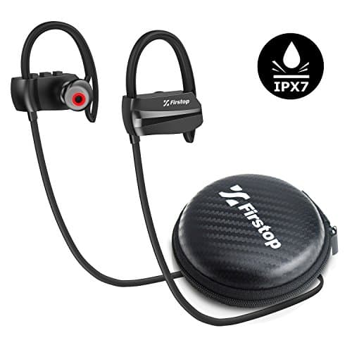 Firstop Bluetooth Headphones, IPX7 Waterproof Wireless 4.1 Earbuds, In Ear Earphones Noise Cancelling Headset Built in Mic, 180mAh Battrey with 10+ Hours Play Time