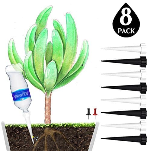 DCZTELG Plant Waterer Spikes Devices System-Automatic Drip Irrigation Watering Care Your Flower Travel Forgetting Potted Plants Black&White (8pack)