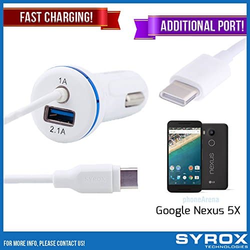 Syrox 50-Pack Type-C Car Charger & Port, Reversible 4 ft Fast Charging for Google 5X, Samsung Galaxy Note 8, S8 Plus, LG V30, V20, G6, G5, Google Pixel, 6P, Nintendo Switch and All