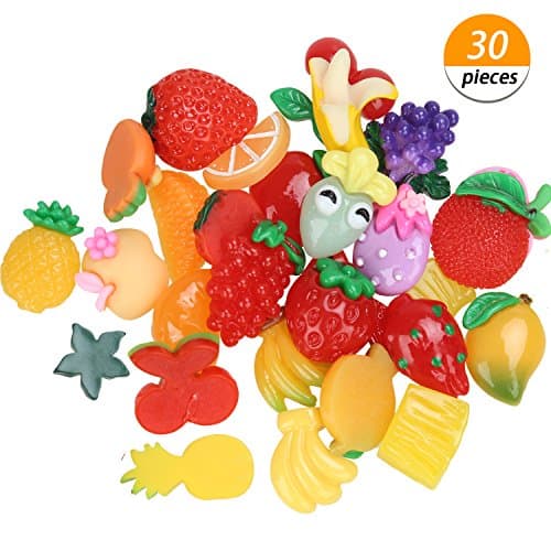 Charms for Slime, 30 Pieces Cute Fruit Beads to Put in Slime for Scrapbooking DIY Crafts