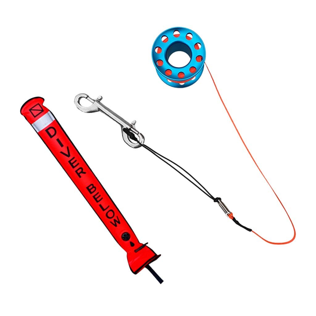 IPOTCH Reflective Inflatable Scuba Diving Surface Marker Buoy SMB Kit & 15m Dive Reel