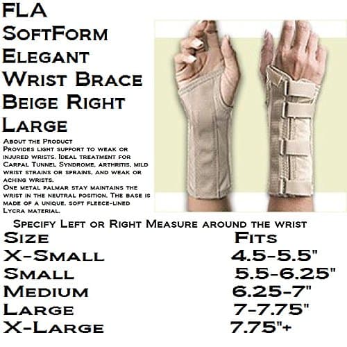 FLA Orthopedics SoftForm Light Support Elegant Wrist Brace Large - Right