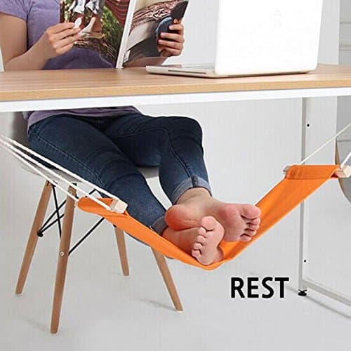 Live Direct Adjustable Mini Foot Rest Stand Office Desk Feet Hammock Orange