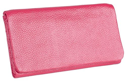 Women's Genuine Leather Tri-Fold Wallet (Pink)