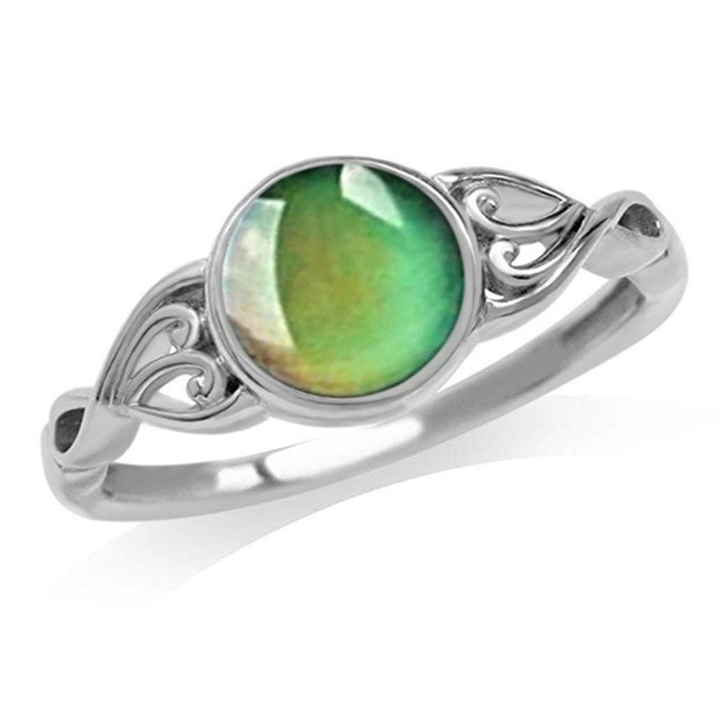 KISSFRIDAY Retro Round Mood Ring Color Changeable Emotion Feeling Ring for Women