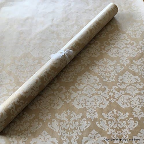 Christmas Natural Kraft Patterned Brown Gift Wrapping Paper - White Baroque (2 metres (folded))