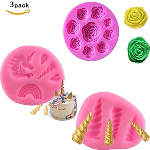 Unicorn Cake Mold DIY Cookie Candy Chocolate Baking, Horn Ear Flower Moulds Decorating for Baby Birthday Wedding Party