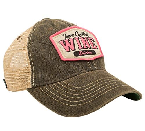 TEAM COCKTAIL Wine Drinker Mesh Trucker Hat - Black Hat (Black w/ Pink)