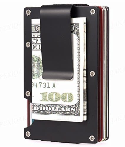 PEXIQAKA Premium Aluminum Slim Wallet with RFID Blocking, Ultra Thin Metal Credit Cards Holder for Birthday Valentine's Day(black)