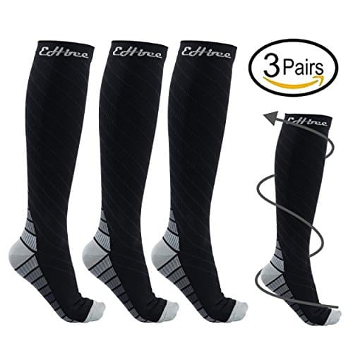 EHbee 3 Pairs Compression Socks Pack (20-30 mmhg) for Women & Men by, Graduated Compression Stockings for Running, Nurses, Flight Travel, Skiing & Maternity Pregnancy