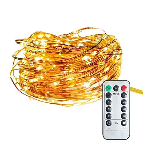 Outdoor String Light, Grikey 100 LEDs Twinkle Lights Battery Operated 33ft Valentine's Day Decorative Patio Party Lights Waterproof 8 Modes Remote Control