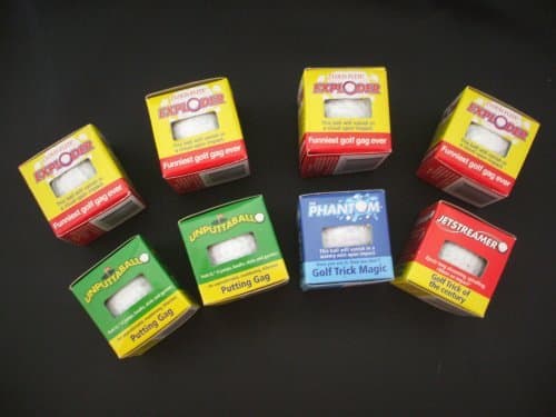 Lot 8 Trick Golf Balls Jokes Exploding, Mist, Wobble, Streamer with Free Pocket Calculator