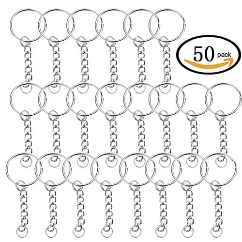 Keychain Rings with Chain - 50Pcs 25mm Key Ring Eye Pins Bulk for Crafts