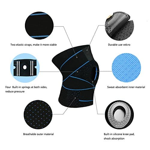 Beskey Knee Brace Support Knee Compression Sleeve Adjustable Tightness Non-slip Breathable Material for Arthritis, Meniscus Tear, Pain Relief, Running, Basketball, Sports (Single)