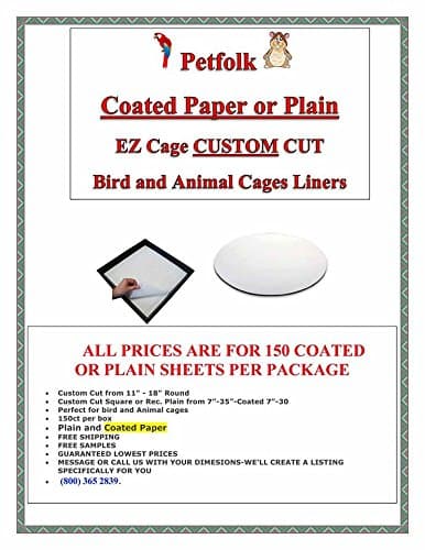 EZ Cage 150ct Bird Cage Plain and Coated Bird Cage Liners FREE SAMPLES up to UNCOATED (23X35)