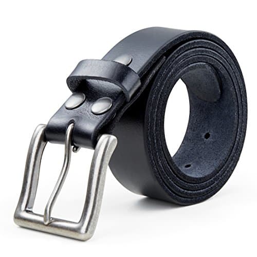 Mens Genuine Full Grain Leather Belt 1.5" Width in Black or Brown, Italian Natural Cowhide, Ten Years Guarantee High Quality of Cowhide Belt Such as Nice Present for Every Man